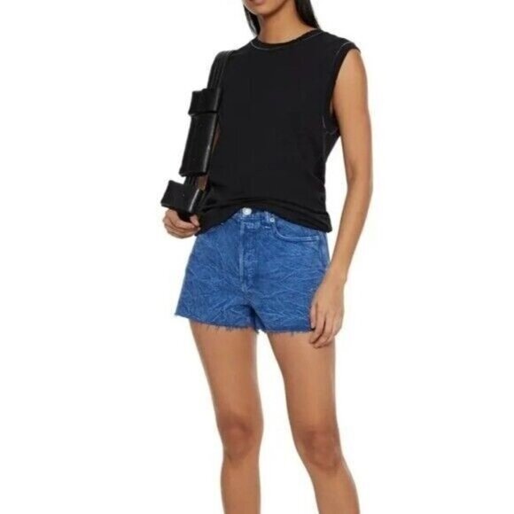 Rag & Bone Maya Acid Wash High-Rise Relaxed Button Fly Denim Shorts 25 Women NWT - Picture 1 of 16